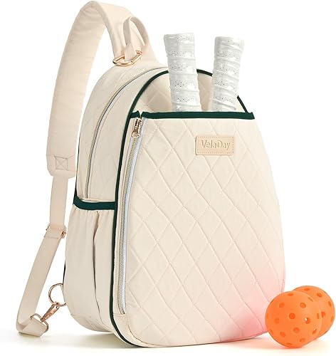 Bolsa de pickleball para mujer, acolchada y elegante, correa de hombro ajustable, 2 compartimentos de almacenamiento para remos, bolas, zapatos