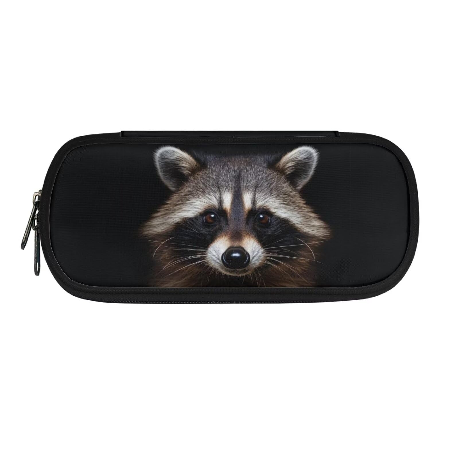 Showudesigns Cute Raccoon Pencil Case for Girls 6-12, Large Capacity Pencil Box School Stationery with Zipper, Black — image 1