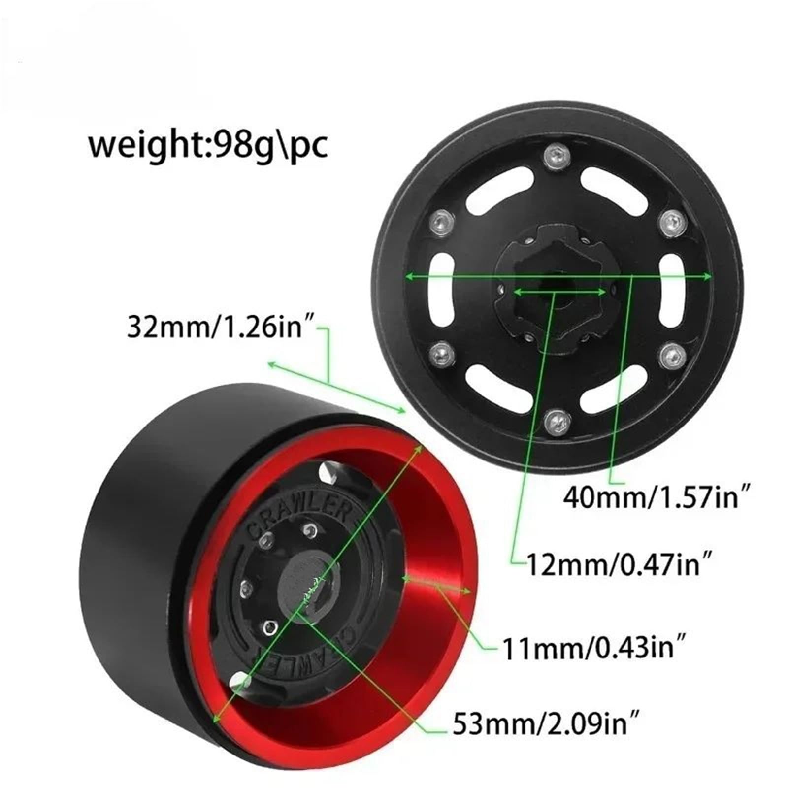 Per Axial Per Scx10 90046 Iii Axi03007 Cc01 D90 D110 1/10 Rc Parti Automobili 4 Pz Beadlock Cerchioni Lega Alluminio 1.9 Pneumatici Cingolati Ricambi Modellini RC