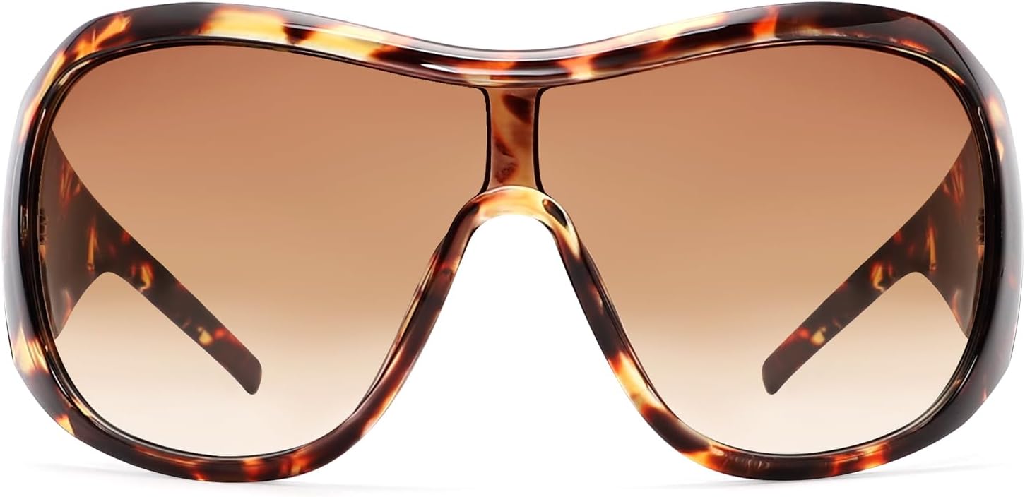 BOTEN Trendy Oversized Sunglasses For Women Men, Big Tinted Funky Wrap Around Sunglasses Apres Ski Shield Cool Shades