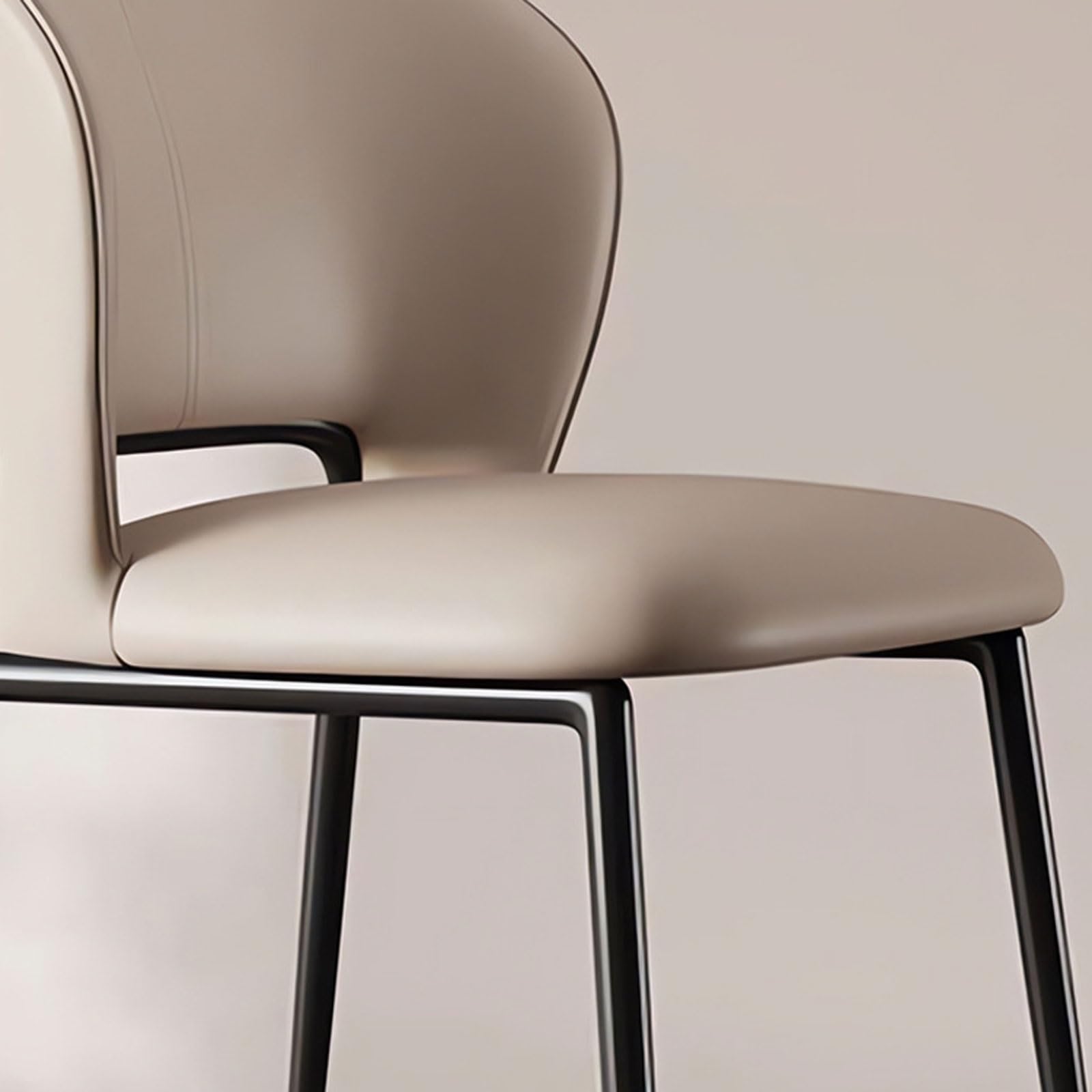 Eleganckie minimalistyczne krzesła do jadalni - tapicerowane oparcie i miękka wyściółka, idealne do kuchni i jadalni, lekki luksusowy styl (czarny)