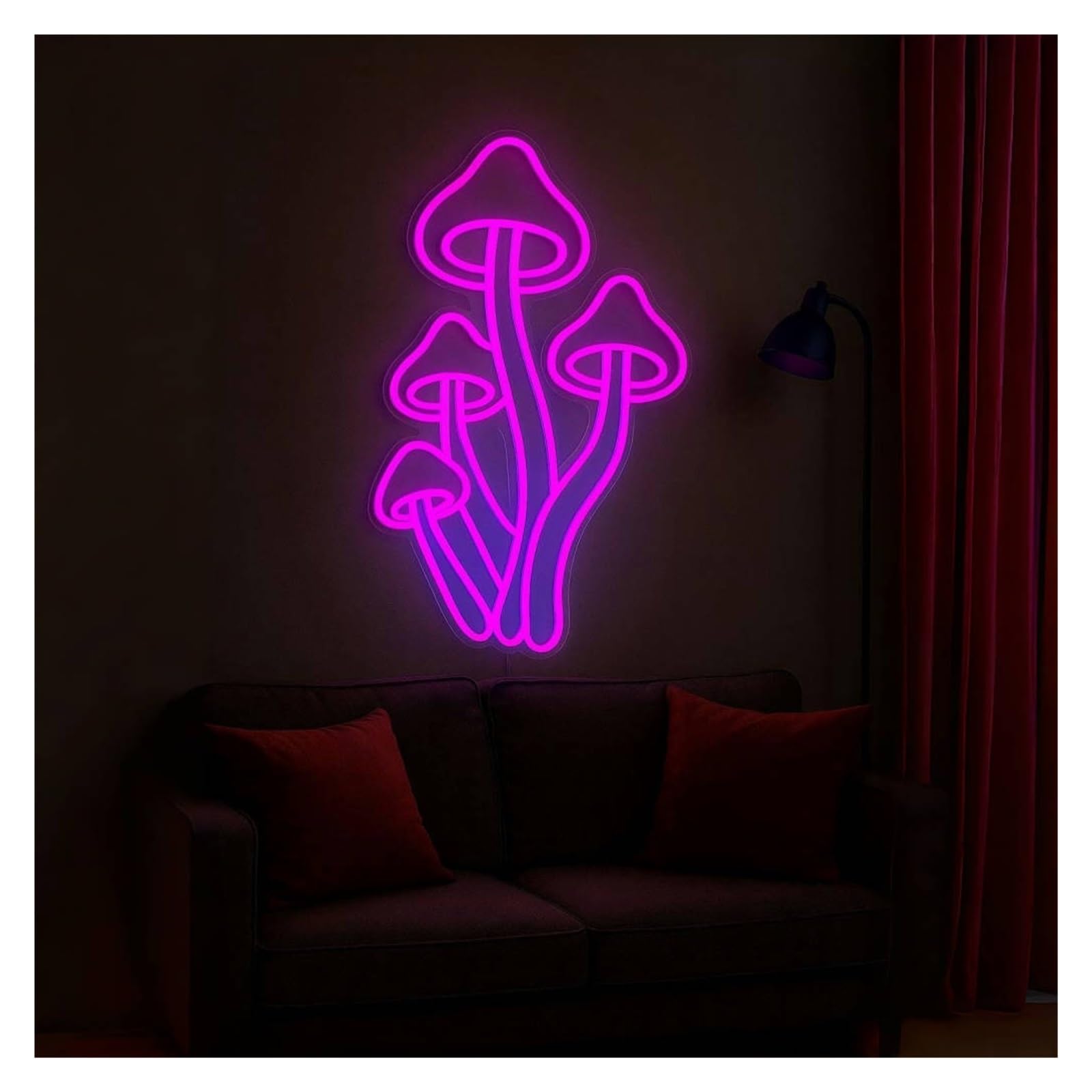 Shouxi D Sign Lamp Mushroom Neon Sign, Suitable For Living Room, Lounge Or Bar Ecor With Immable 53Cm