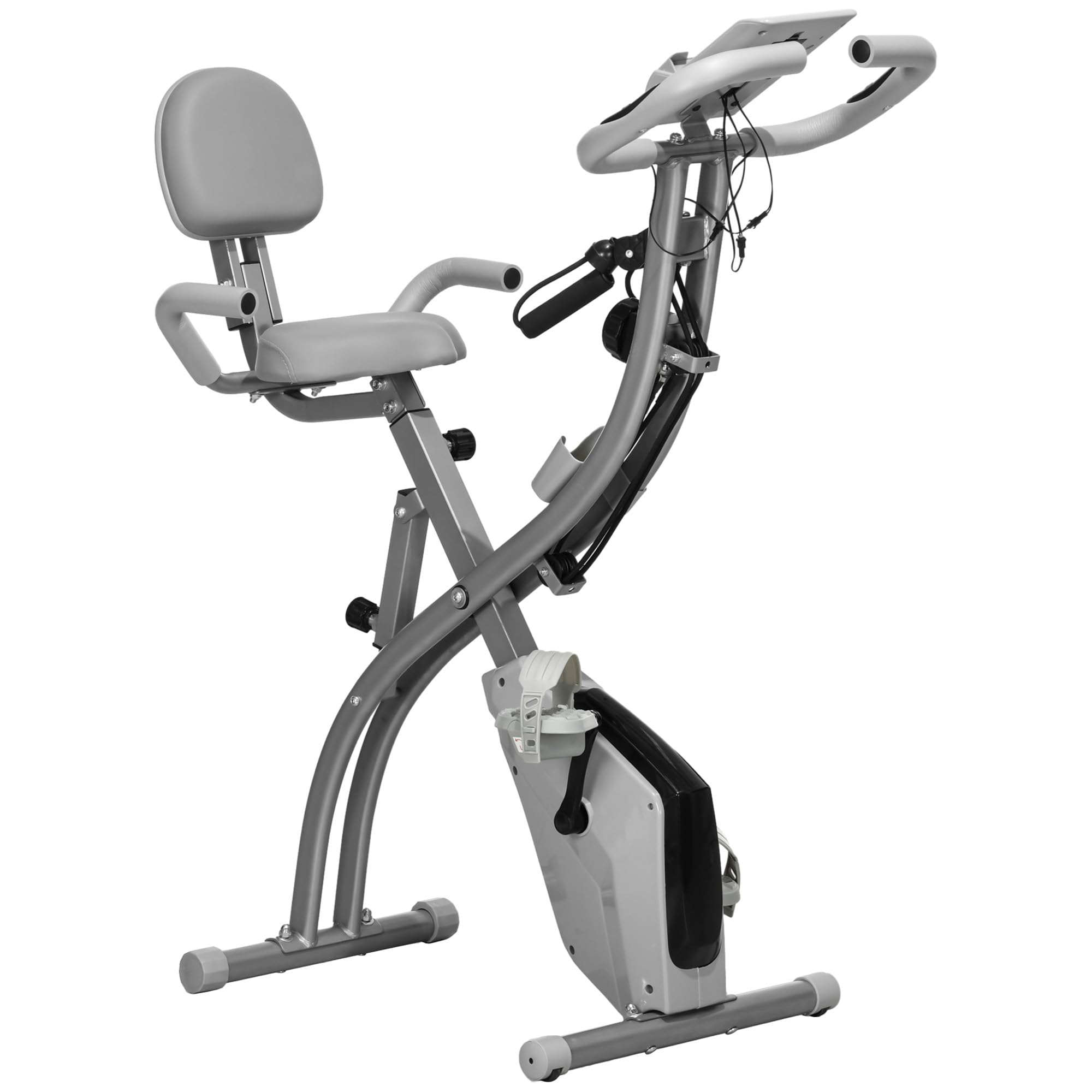 HOMCOM 2-in-1 Exercise Bike - Upright & Recumbent - Adjustable Resistance - Grey - Steel Frame