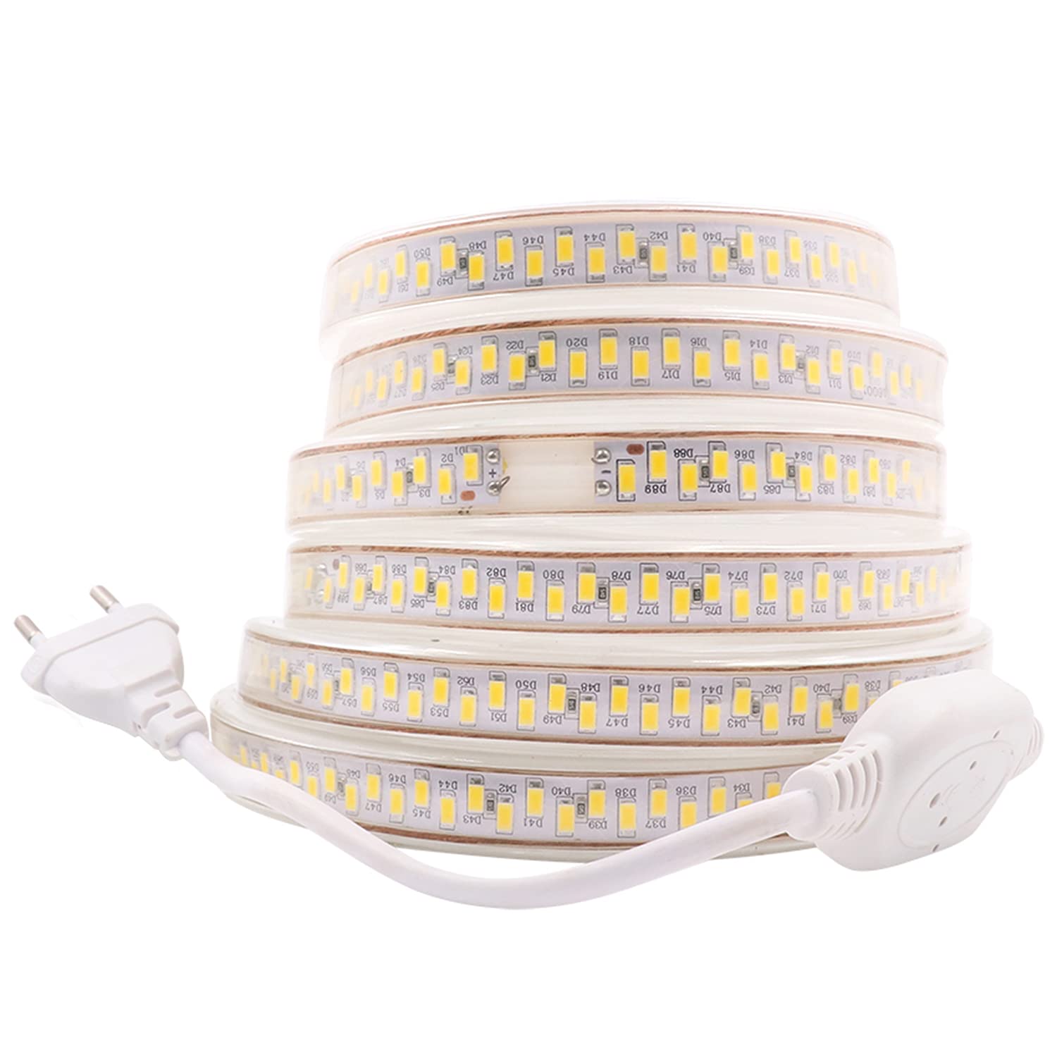 Taśma LED, 220 V AC 2835, 180 diod LED/m, IP68, taśma świetlna (ciepła biel) (15 m)