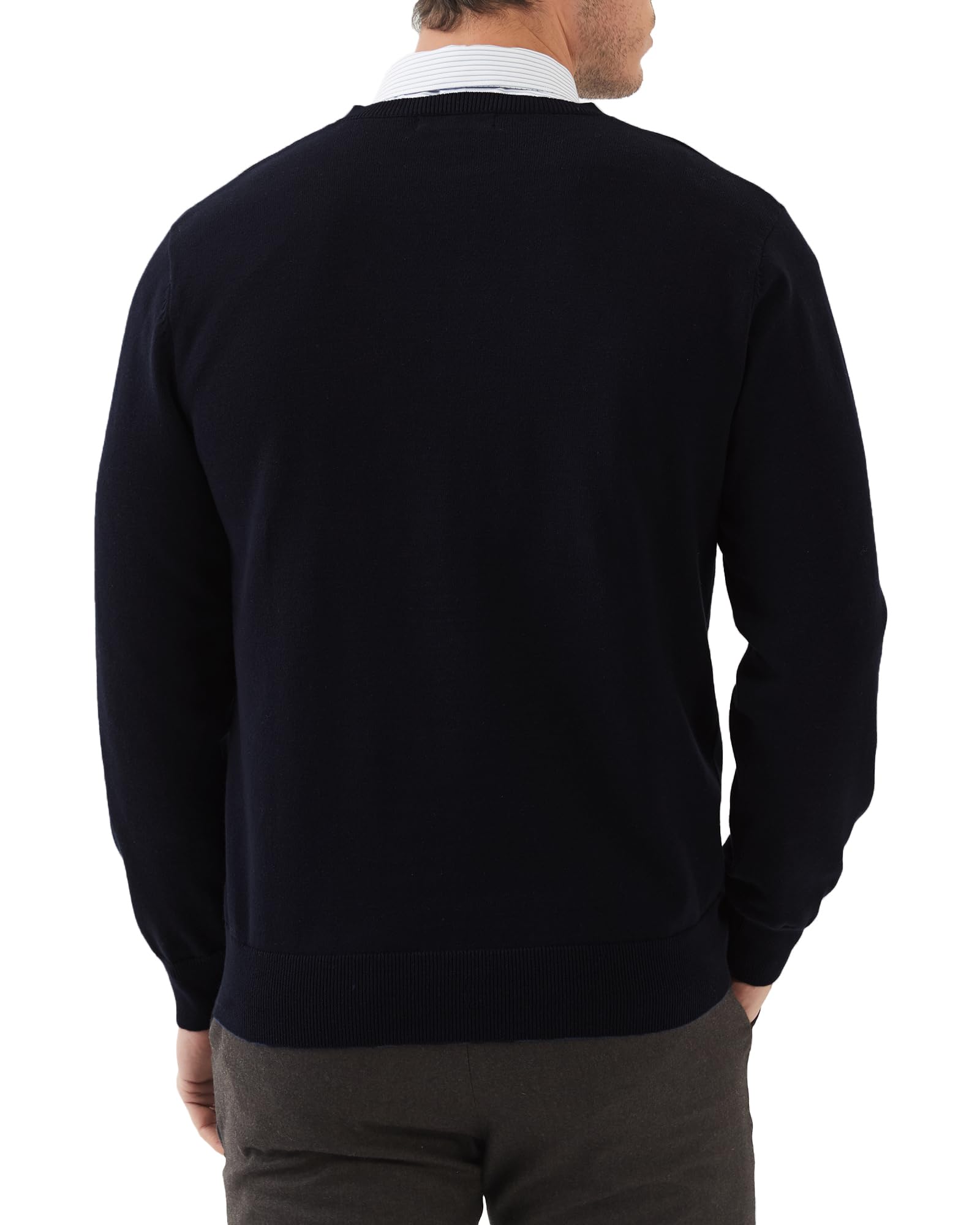 Kallspin Hommes Pull à col en V et à Manches Longues 100% Coton léger Pull Solide et décontracté pour Les Affaires