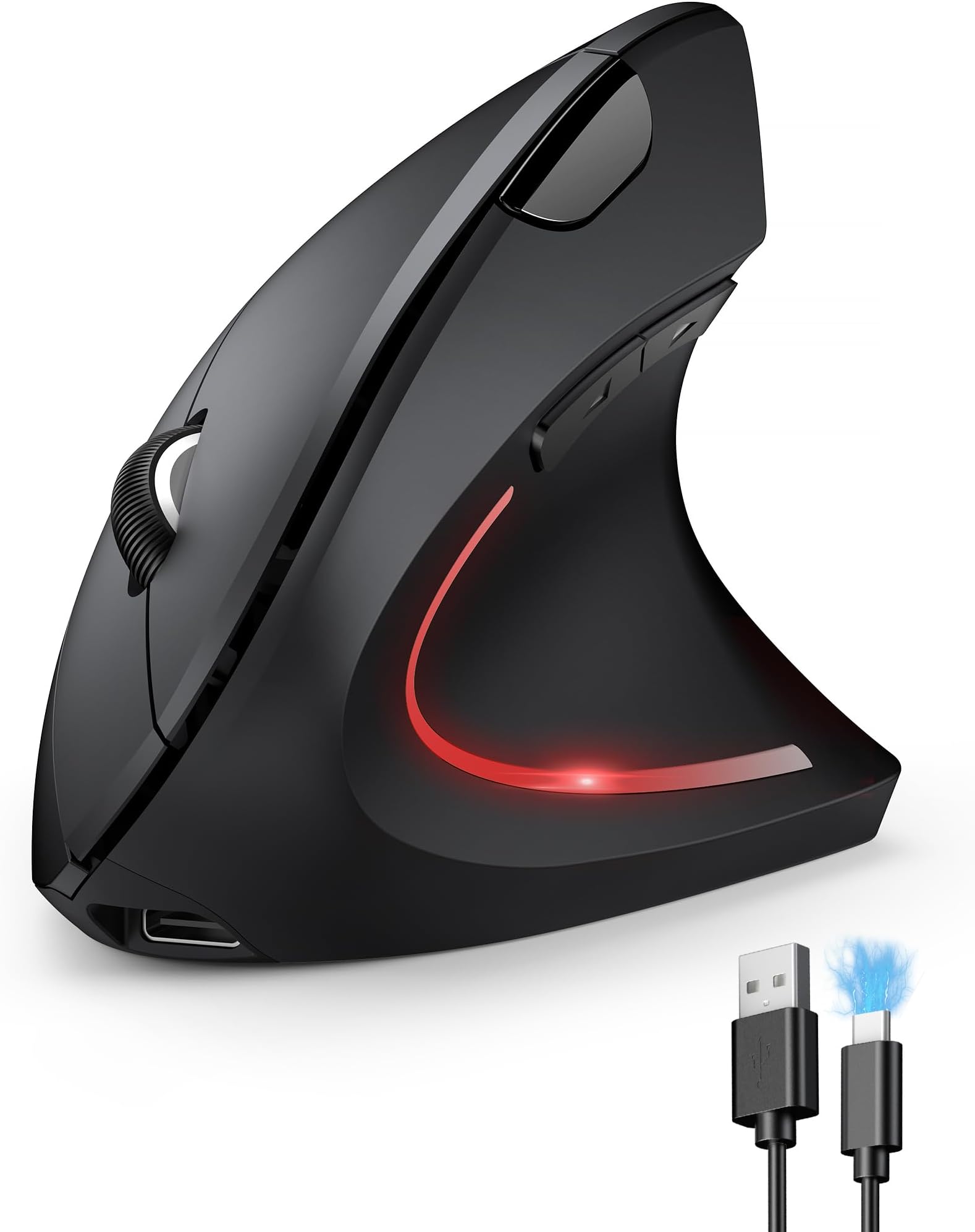 TECKNET Ergonomic Mouse, Wireless Rechargeable Vertical Mouse for Carpal Tunnel Right Hand, 4800 DPI 5 Adjustable Levels 2.4GHz with USB-A Receiver, Silent Click, for Laptop, PC, Desktop (Not USB-C)
