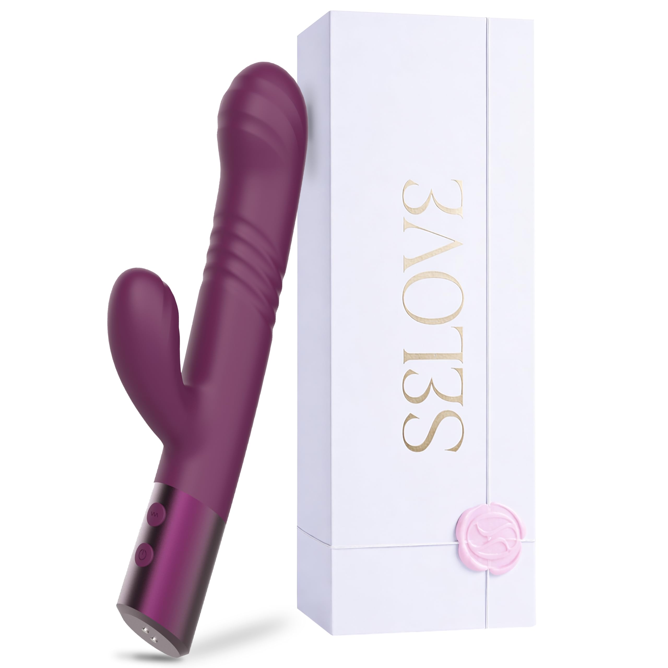 SELOVE Vibratore Rabbit con Spinta – Dildo Punto G, Doppia Vibrazione