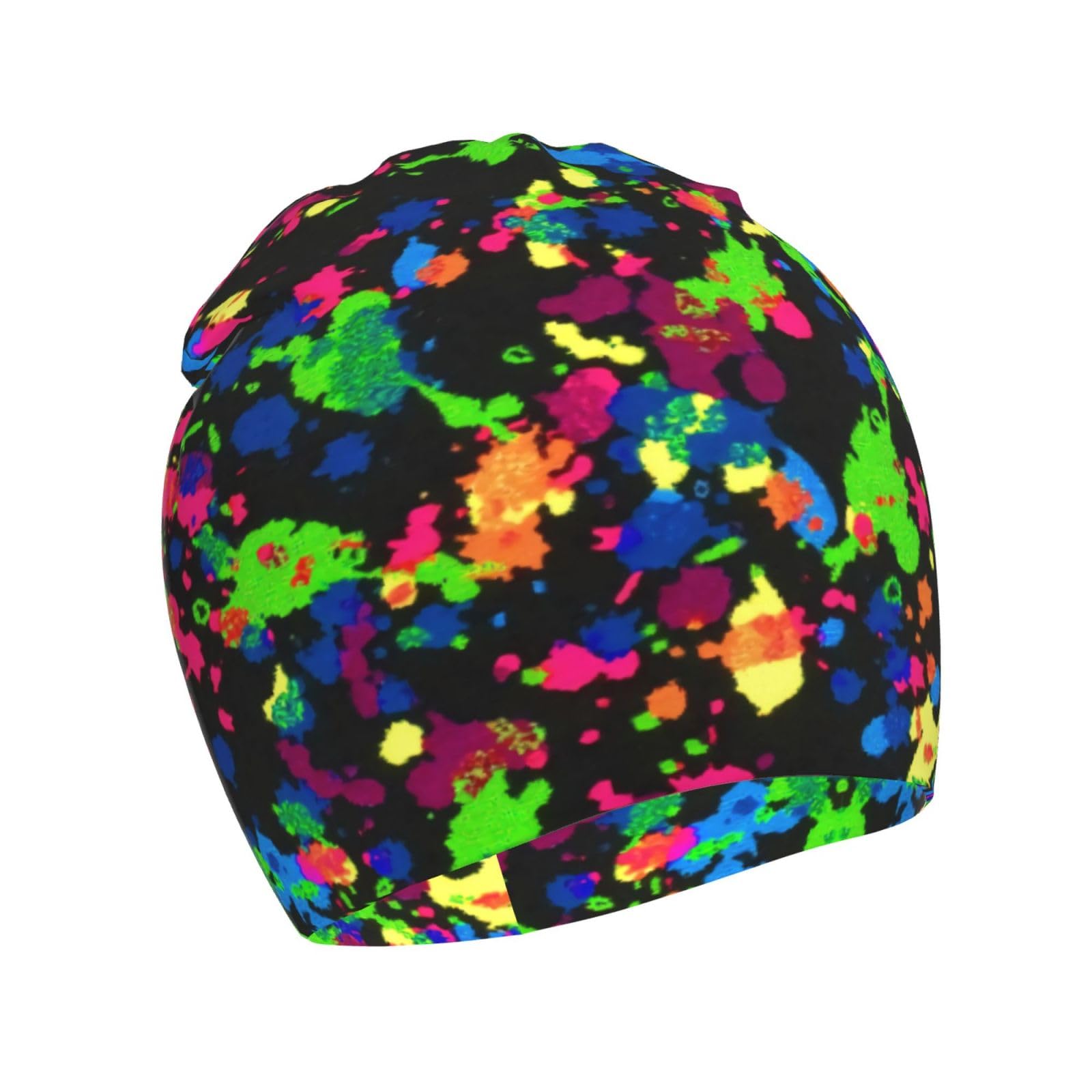 Rainbow of Neon Paint Splatters Kids Beanie Hats Warm Knit Beanie Cap Skull Caps Gifts Decor for Boys Girls