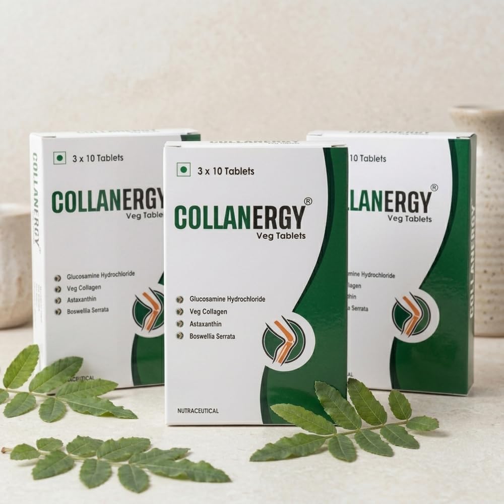 SHUBAN Collanergy Veg Tablets with Glucosamine Boswellia Astaxanthin Vegcol Formula Green Tablet Form Blister Packaging Supplement-image-45