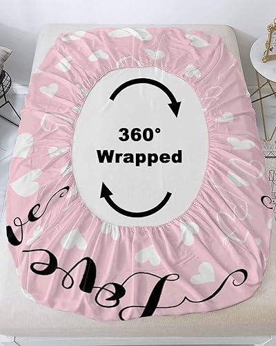 Miniatura 4 de Juego de sábanas bajeras para el día de San Valentín, tamaño Queen, 3 piezas con funda de almohada, juego de sábanas de microfibra suave con