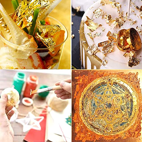 Gold Leaf Sheets,10 Pcs 6 cm/ 2.3 Inch Gold Leaf Foil Paper for Cake Chocolates Decor Bakery Pastry Cooking Beauty Gilding Makeup Health Artwork DIY Craft - Image 3