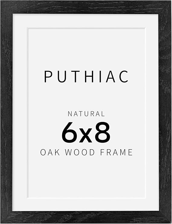 6x8 Oak Wood Picture Frame - Minimalist 6x8 Picture Frame, 6"x8" Frame Wood, Natural Solid Wooden Picture Frames for Wall Art Photo and Prints(1 Pack, Black)