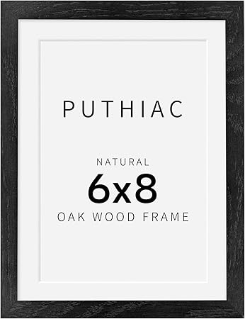 6x8 Oak Wood Picture Frame - Minimalist 6x8 Picture Frame, 6"x8" Frame Wood, Natural Solid Wooden Picture Frames for Wall Art Photo and Prints(1 Pack, Black)