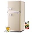 Upstreman 2.5 Cu.ft Small Refrigerator, Mini Fridge with Freezer, Red Retro Mini Fridge, Manual Defrost, Adjustable Thermostat, Side Bottle Opener, Small Fridge for Office, Bedroom, Dorm, Bar-CR25