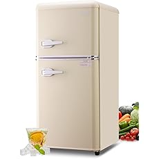 Upstreman 2.5 Cu.ft Small Refrigerator, Mini Fridge with Freezer, Red Retro Mini Fridge, Manual Defrost, Adjustable Thermostat, Side Bottle Opener, Small Fridge for Office, Bedroom, Dorm, Bar-CR25