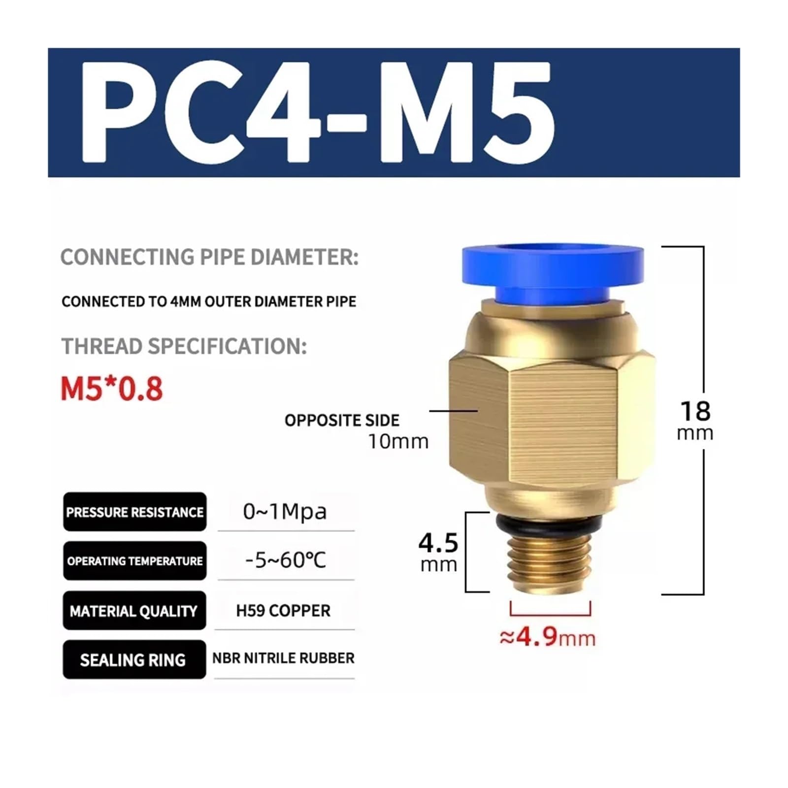 Conector neumático de aire 50/200 Uds conector de aire neumático PC 4mm 6mm 8mm 10mm 12 hilos 1/8 "1/4" 3/8 "1/2" accesorios for mangueras conectores rápidos de tubería(PC6-02,200Pcs)