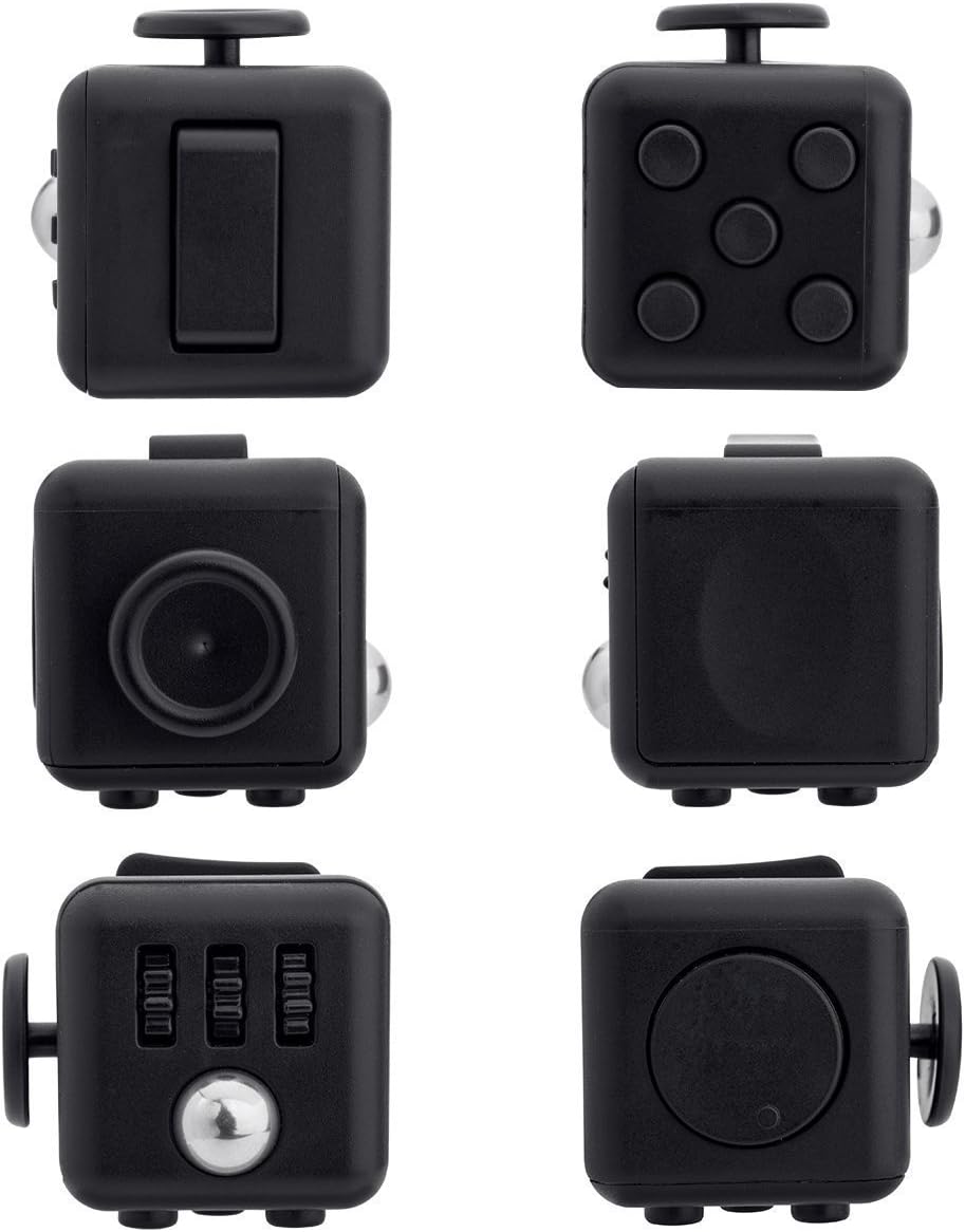 SanWay Fidget Cube Toy Anxiety Attention Stress Relief Stocking Stuffer Relieves Stress for Children and Adults Black (Black)