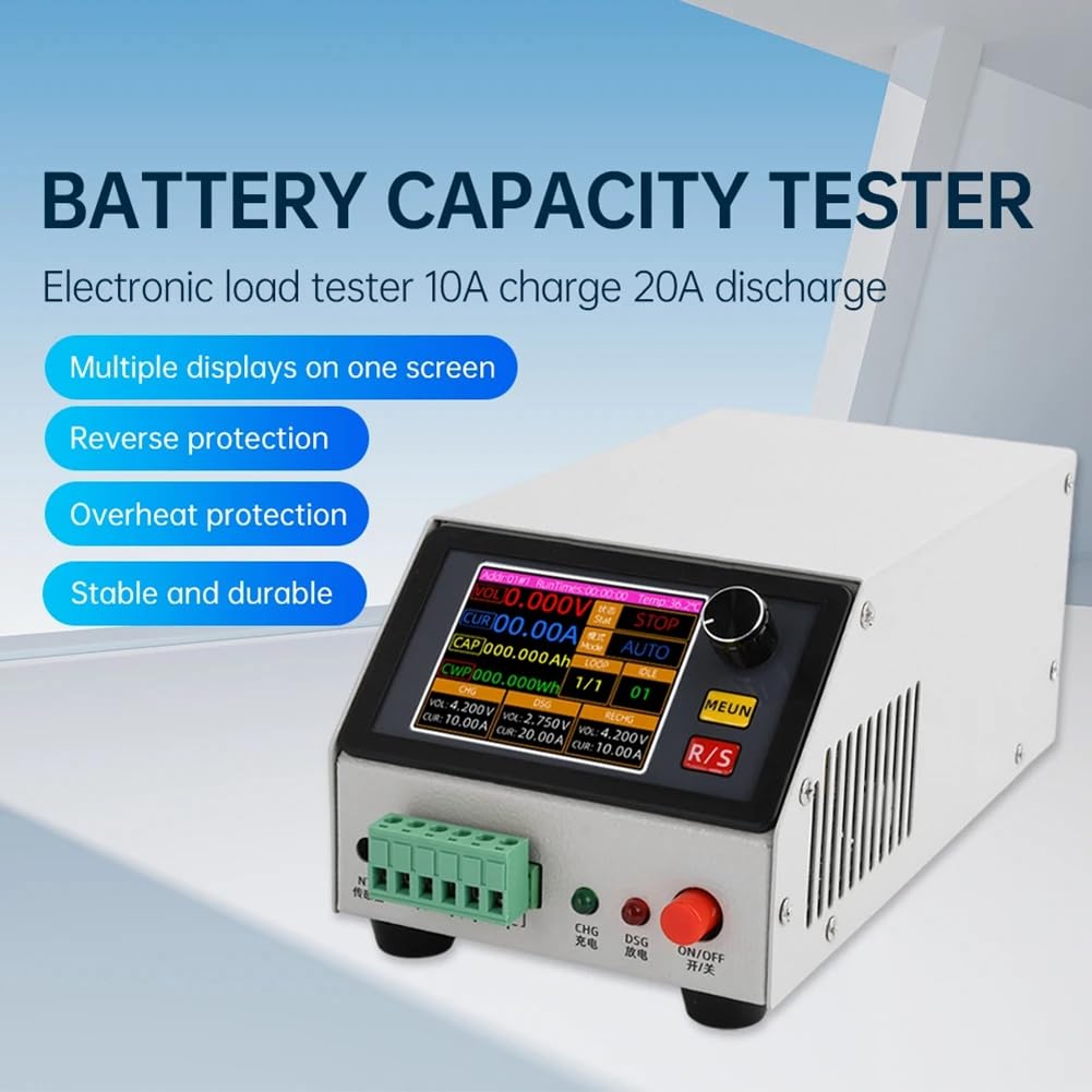 BT1CHN-18V-1020 Comprobador de Capacidad de Batería para Carga y Descarga. Comprobador Electrónico de Carga. Comprobador de Cargador de Energía. Enchufe Europeo.