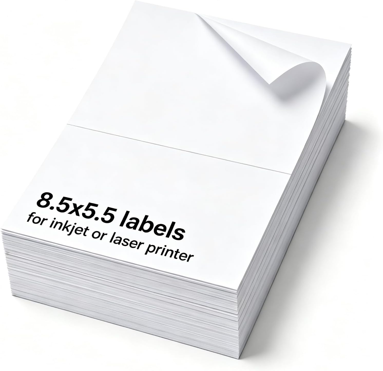 8.5 x 5.5 Inch Label, 2 Per Sheet, 500 Pcs White Self-Adhesive Sticker Paper, Printable Label Sheets Compatible with Inkjet & Laser Printers, Waterproof Scratch Resistant for Mailing, Home Office