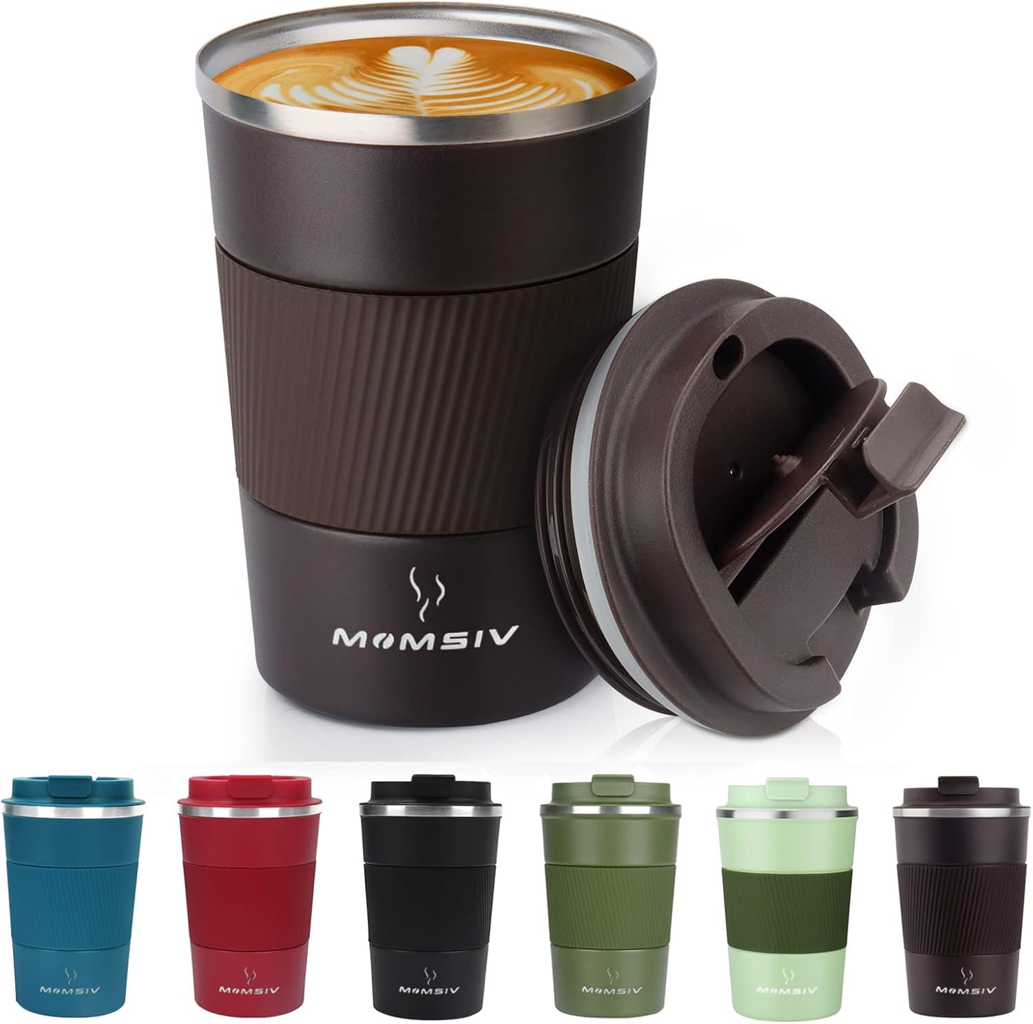 MOMSIV 12oz Travel Mug, Insulated Coffee Cup with