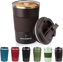 13oz Travel Mug, MOMSIV Insulated Coffee Cup with Leakproof Lid, Vacuum Stainless Steel Double Walled Reusable Tumbler for Hot and Cold Water Coffee and Tea in Travel and Car