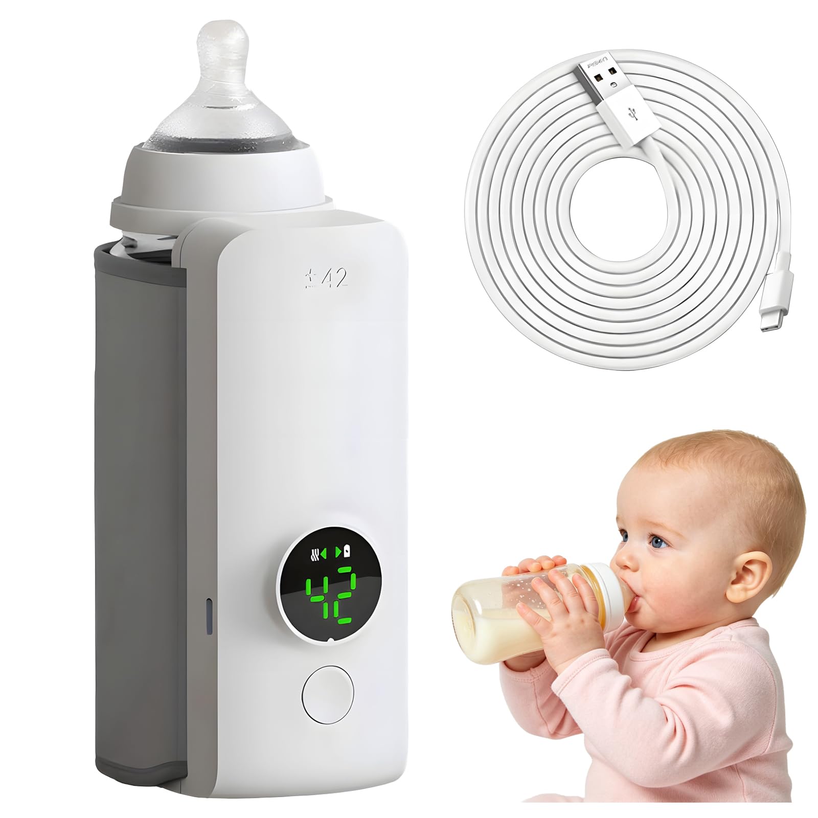 Photo 1 of Smopgn Portable Bottle Warmer - Battery-Powered, 3.25" Diameter