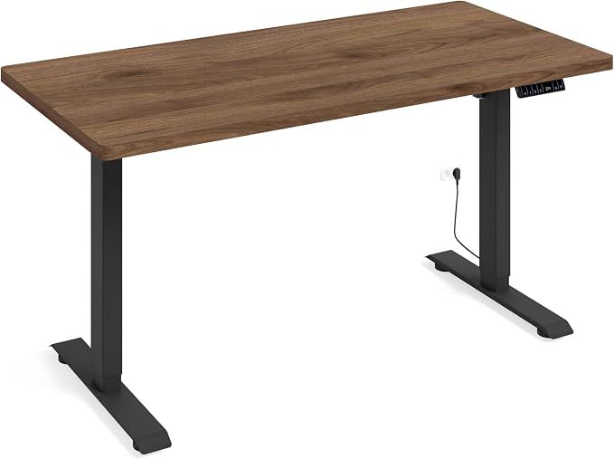 Homlando BIMotion 1S 140 x 70 x 3,2 cm, Bureau électrique, Ergonomique, Assis-Debout,réglable en Hauteur avec réglage de la Hauteur, Assis-Debout (Noyer/Noir)