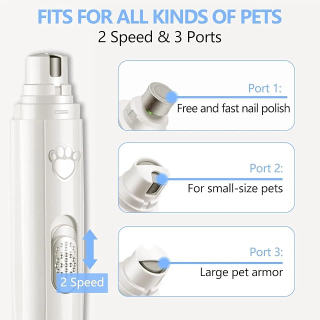 Foto 2 de 7 de Lima de uñas para mascotas eléctrica,Cortauñas recargable con luz LED