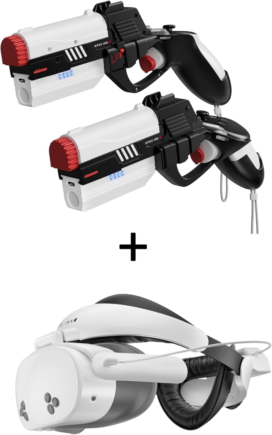 APEXINNO F1 Flip Battery Head Strap for Meta Quest 3S,Haptic Gun Stock Cover Compatible with Meta Quest 3S