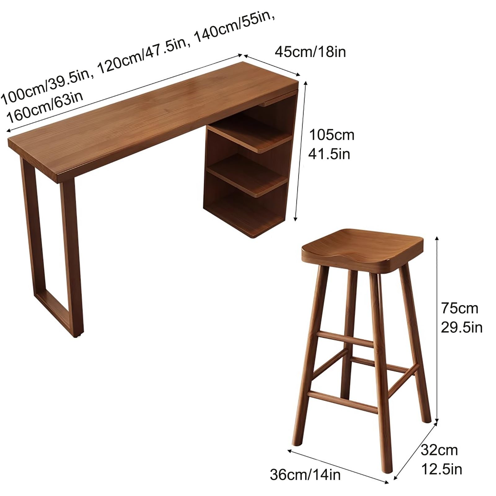 Juego de mesa de bar de estilo moderno, mesa alta de madera maciza, juego de mesa y sillas de comedor, para cocina, sala de estar, sala de fiestas, espacios pequeños, pub, fácil montaje (120 * 40 *
