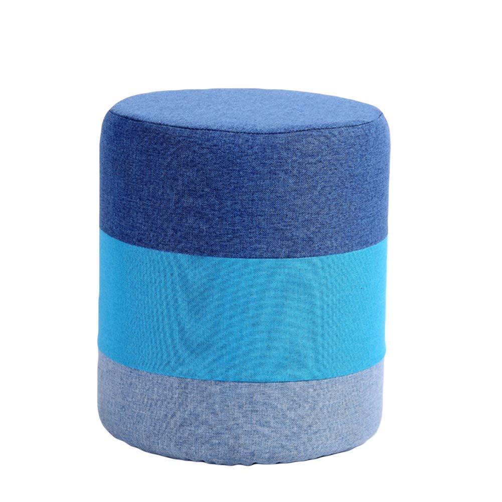 Repose-pieds ottoman en bois et lin de 30x30x35 cm pour decoration salon