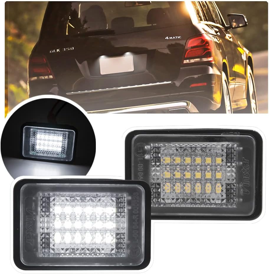 Nslumo Full Led License Plate Light Lamp Assembly Replacement For M-Ben GLK X204(09~) Rear License Tag Light P21