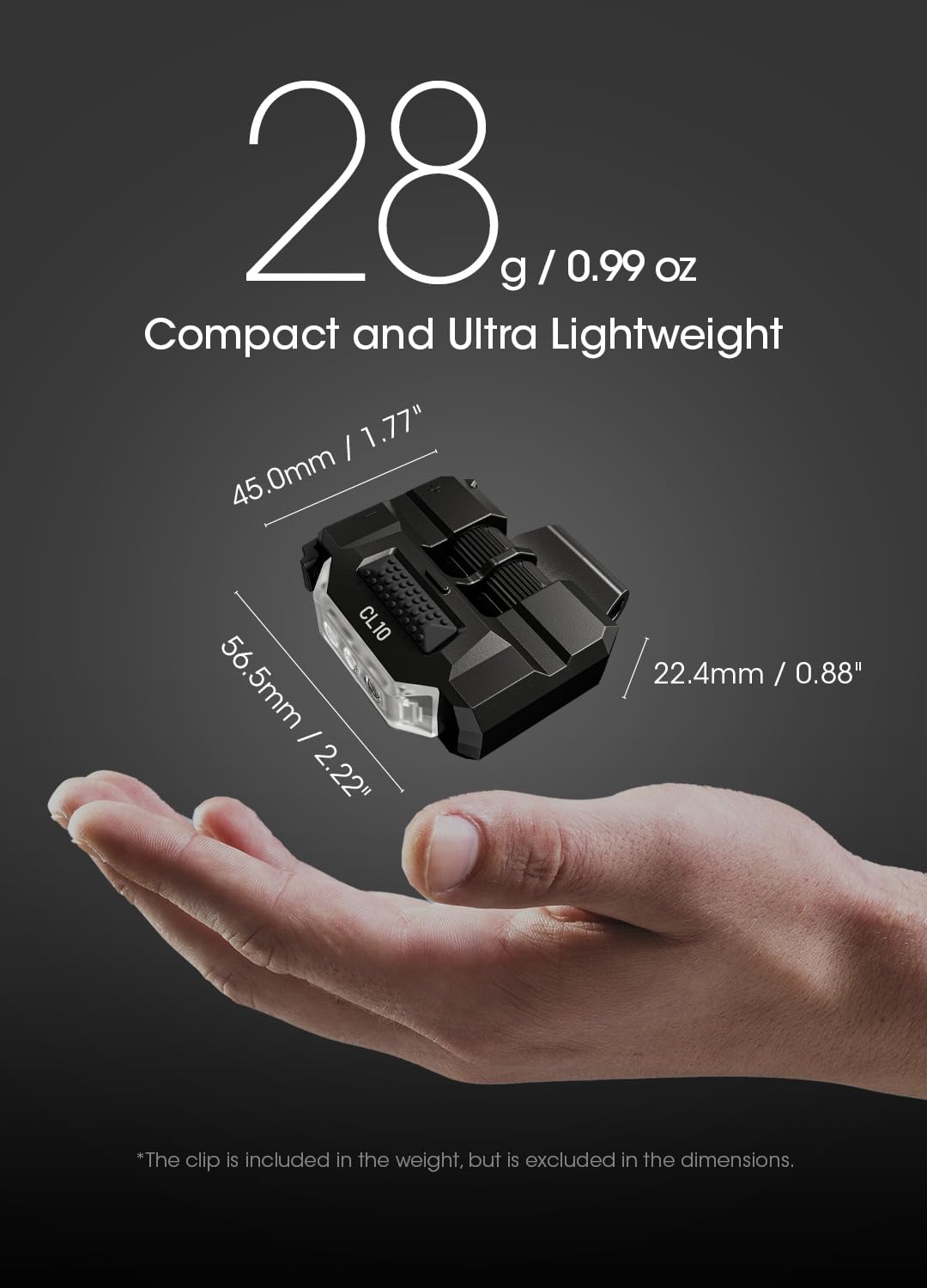 Nitecore CL10 Clip on Light, Black - Image 4