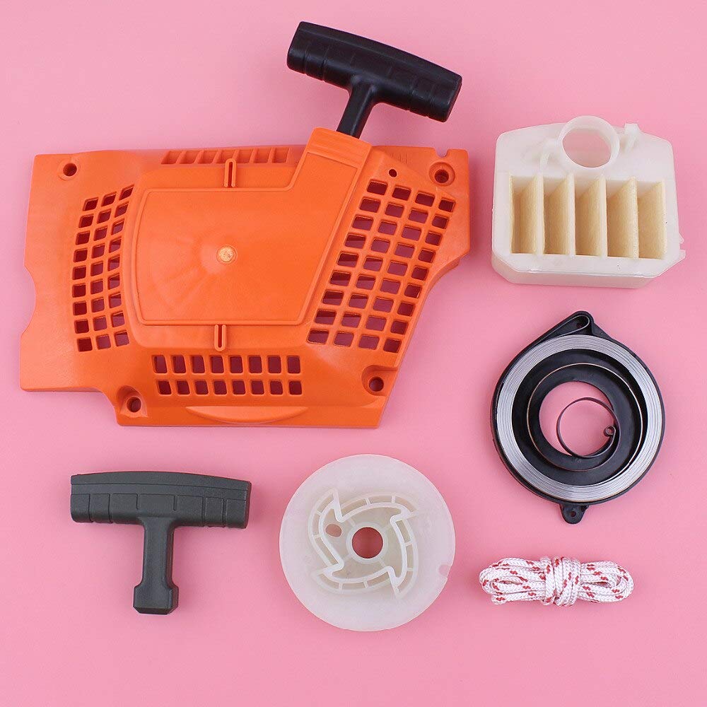 Kit de cuerda de filtro de aire de agarre de resorte de polea de arranque de retroceso compatible con motosierra Husqvarna 340 345 350 351 353 346XP 537104702 (Color : China)
