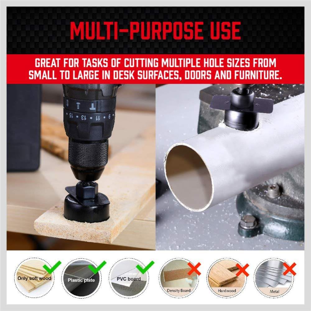 Juego de sierras perforadoras, 21 piezas, kit de sierra perforadora de 19 mm a 127 mm, mandriles de sierra perforadora, llave hexagonal con caja de almacenamiento, ideal para tableros de PVC de made