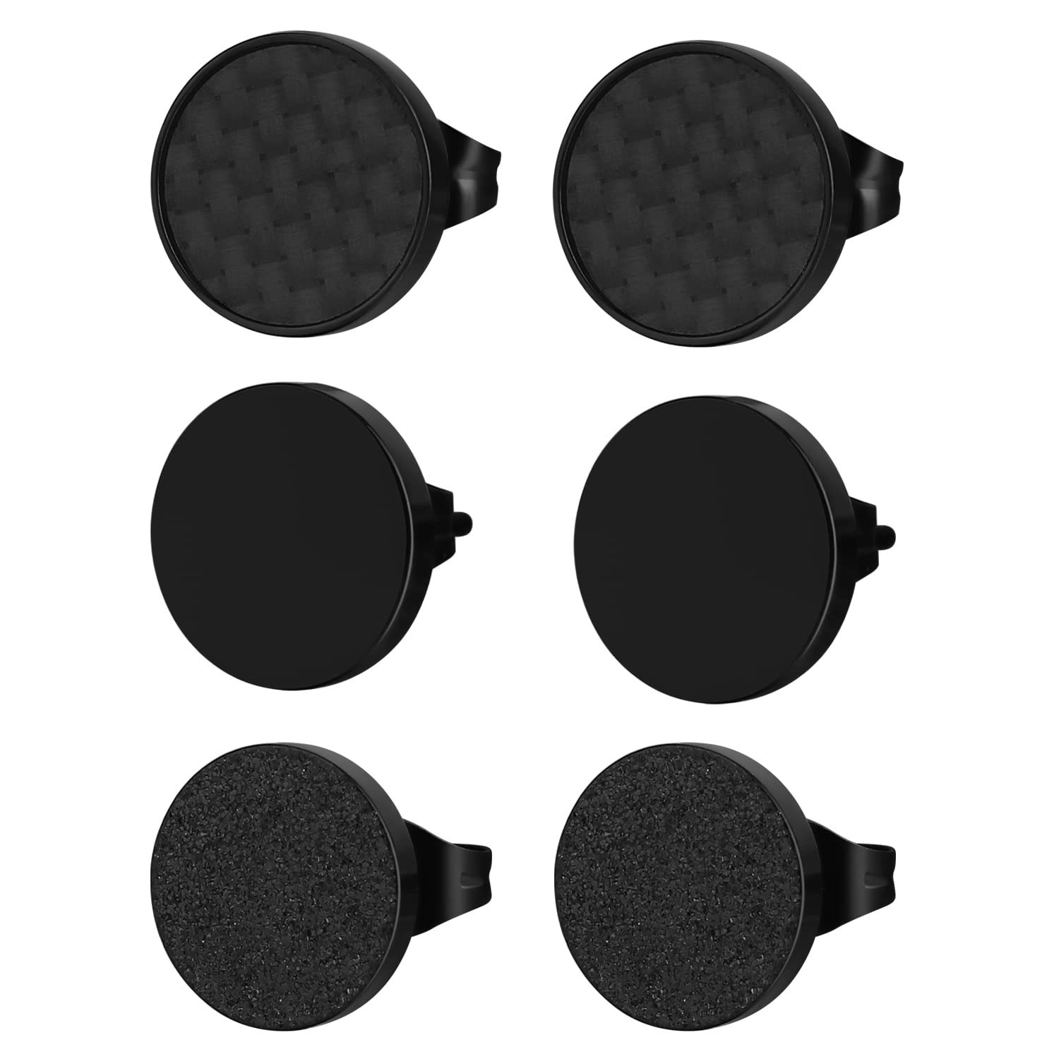 JewelryWe Pendientes para Hombre Mujer, Conjunto de Pendientes Negro Clásico Torta Redonda Cirugía Hipoalergénica Pendientes de botón de Acero Neutros