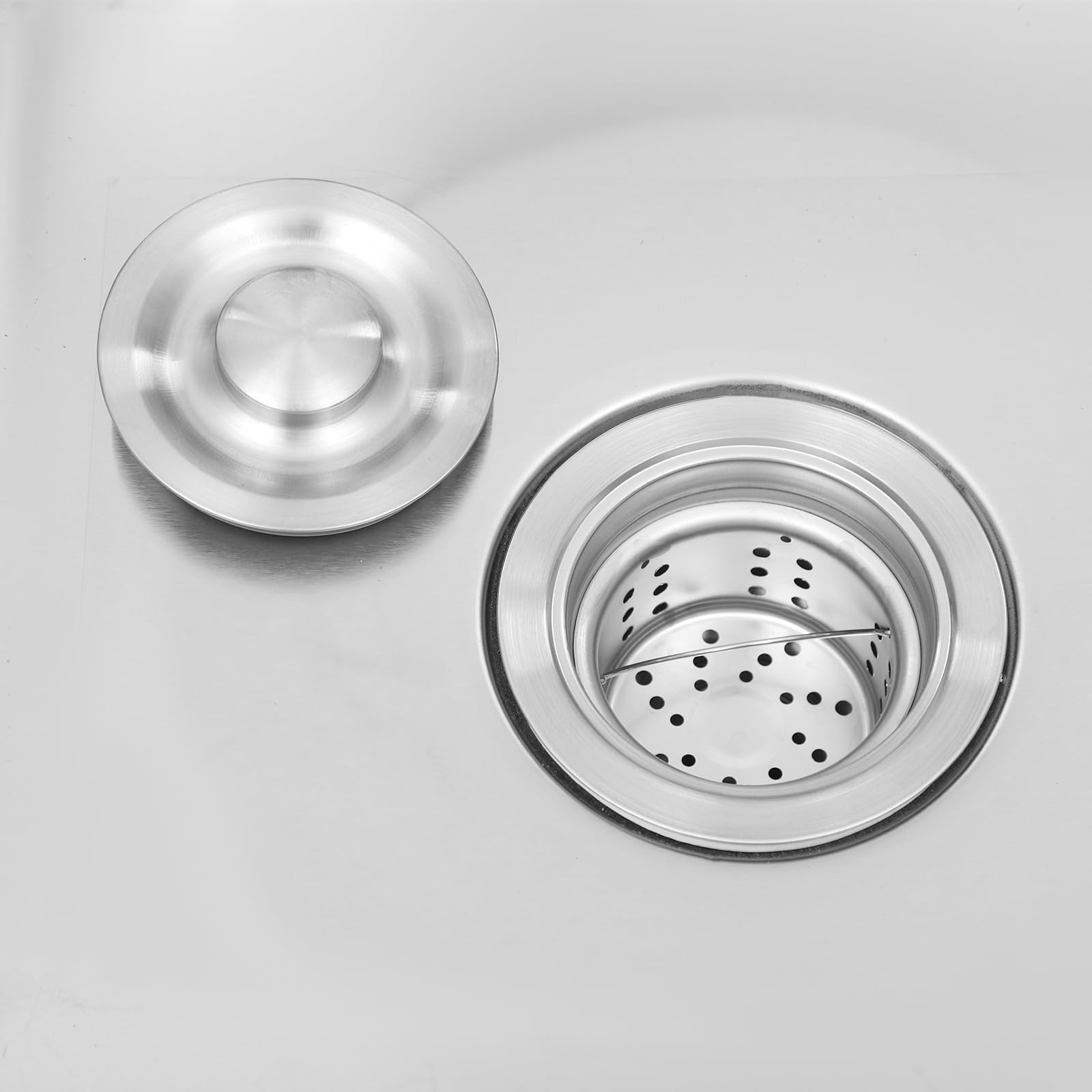 OUKANING Fregadero de acero inoxidable con escurridor, fregadero de acero inoxidable 201, fregadero de cocina empotrable con drenaje rápido y alta capacidad de carga de hasta 300 kg, para uso