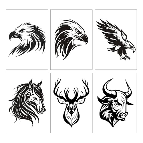 Miniatura 8 de 25 sheets animal head tattoos,Including tigers, lions, wolves, eagles, elephants, etcTemporary Tatoos For Women Men Adults Body Art Forearm Arm Leg