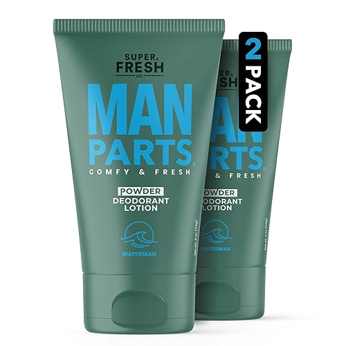 Super Fresh Man Parts - Desodorante de bolas para hombres, desodorante 2 en 1 y loción en polvo que desodoriza y detiene las piezas pegajosas,