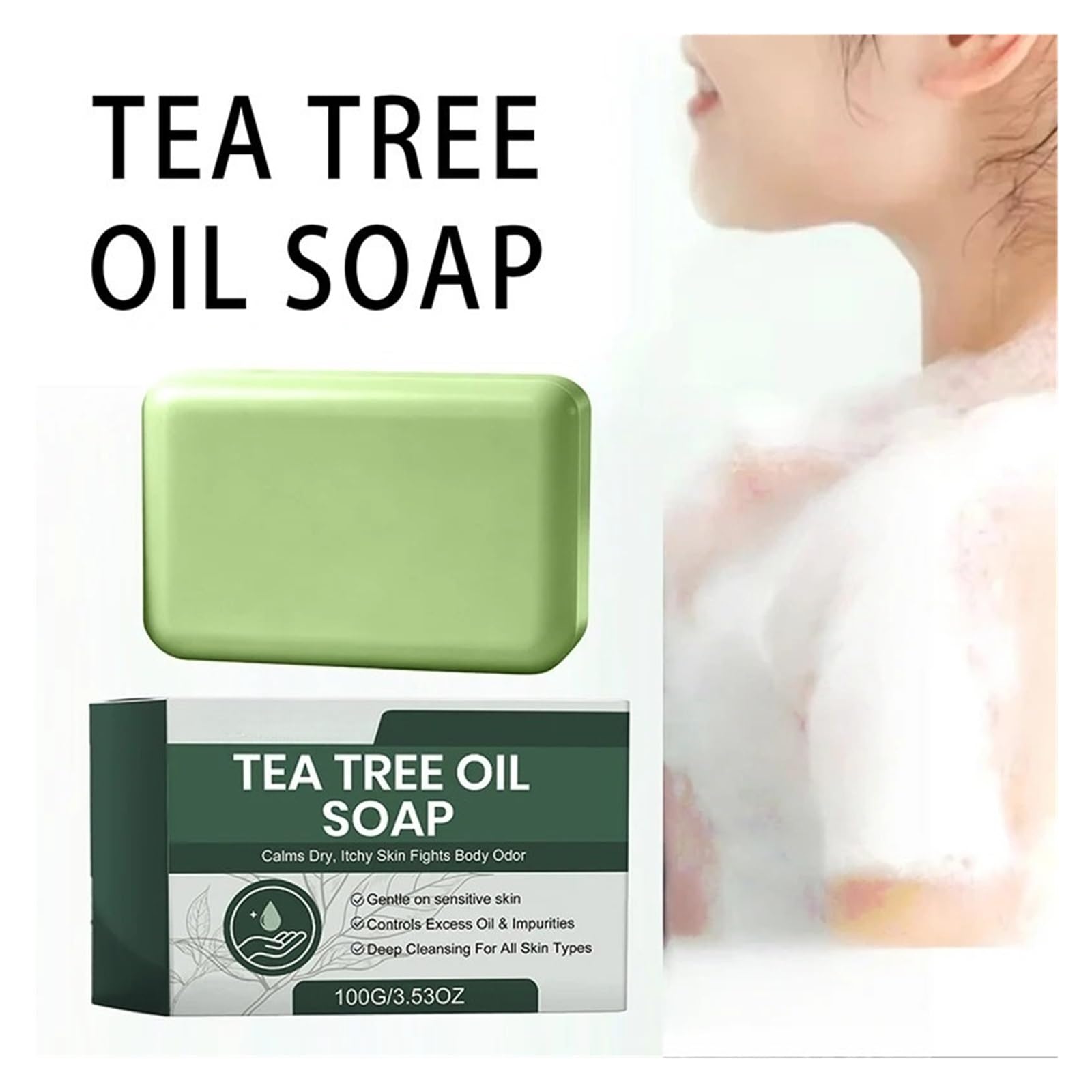 Teebaumseife Handgemachte Teebaumölseife, natürlicher Pflanzenextrakt | [](Soap 2PCS)
