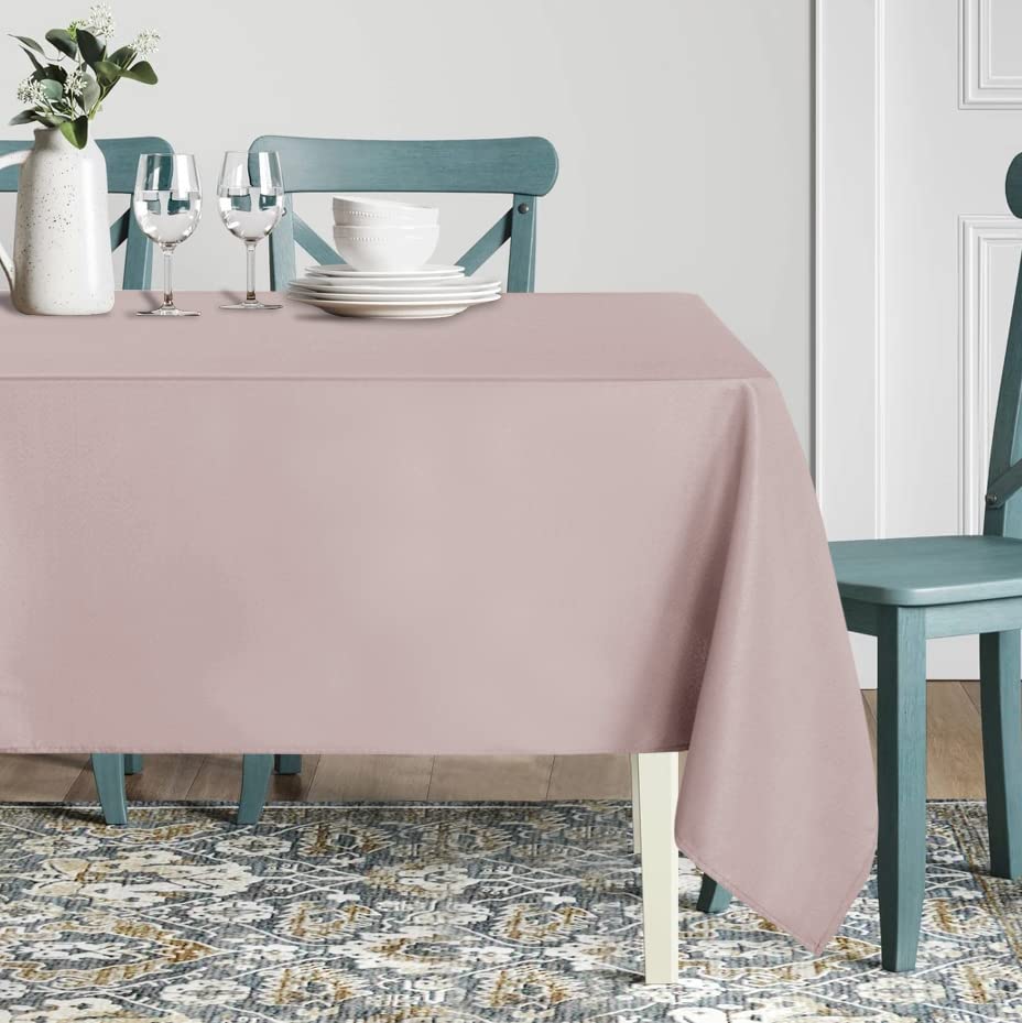 Image of sancua Rectangle Tablecloth - 70 x 90 Inch - Stain and Wrinkle Resistant Washable Polyester Table Cloth, Decorative Fabric Table Cover for Dining Tables, Buffet Parties and Camping, Blush