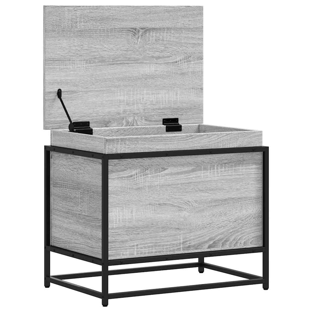 Caja de almacenamiento con tapa gris Sonoma 60 x 40 x 51,5 cm, caja organizadora para estantería, ropa, armario