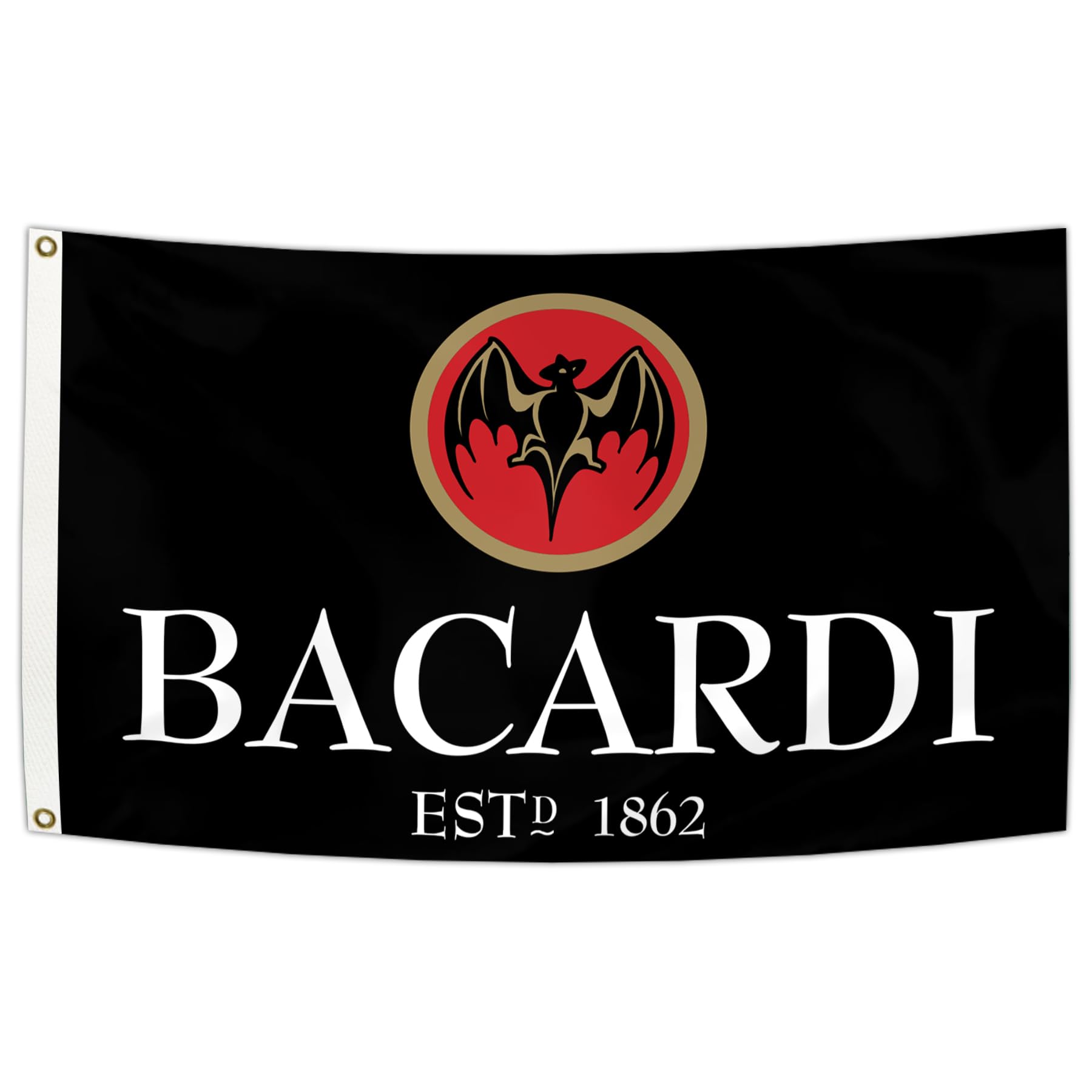 Black Beer Flag 3x5 ft Bacar-di Beer Flag Man Cave Wall Beer Flag with 2 Brass Grommets,Outdoor Sign House Flag Polyester Yard