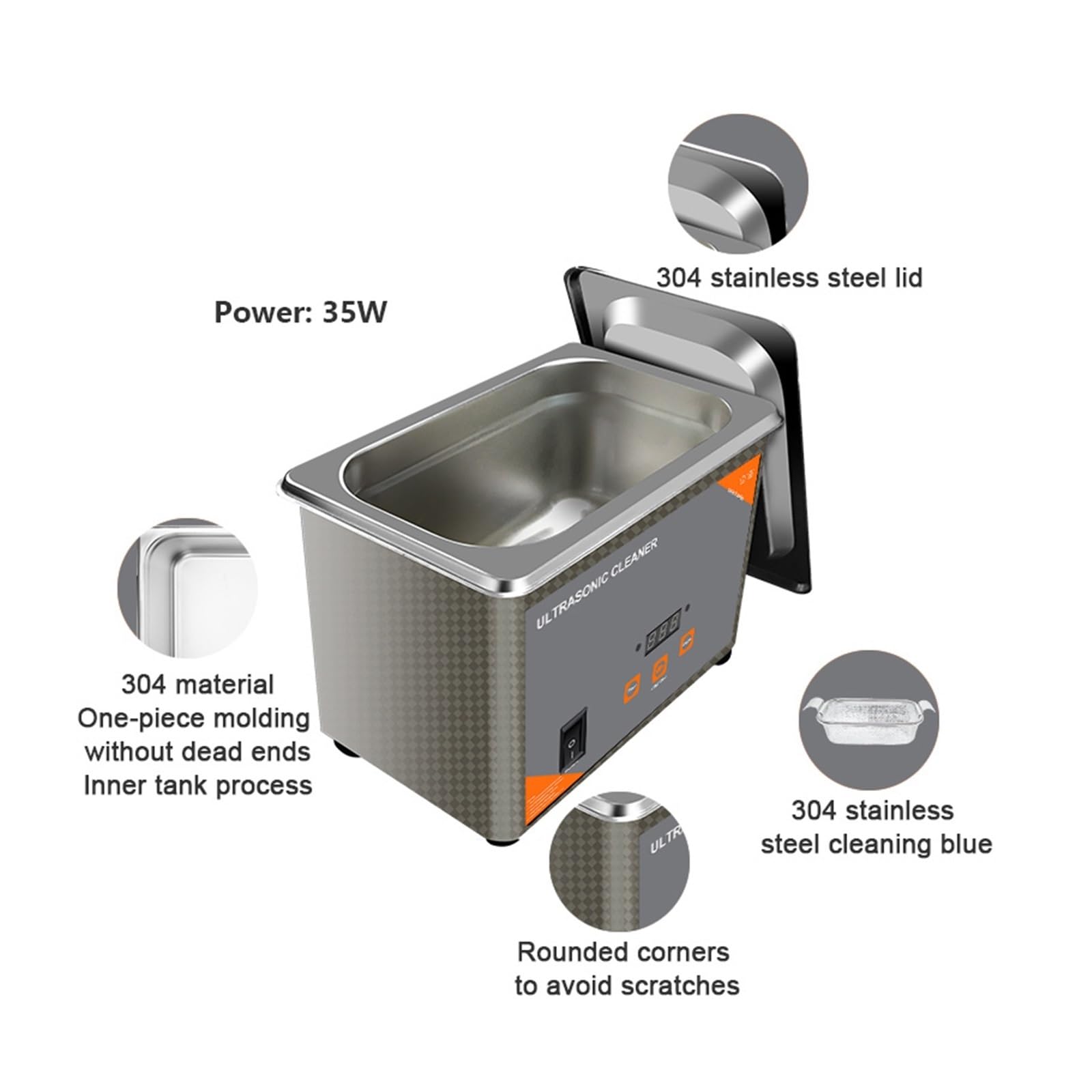 1000ml Pulitore Ad Ultrasuoni Timer 60W for Gioielli Orologi Occhiali Rasoio E Spazzola di Bellezza Bagno Ultrasuoni