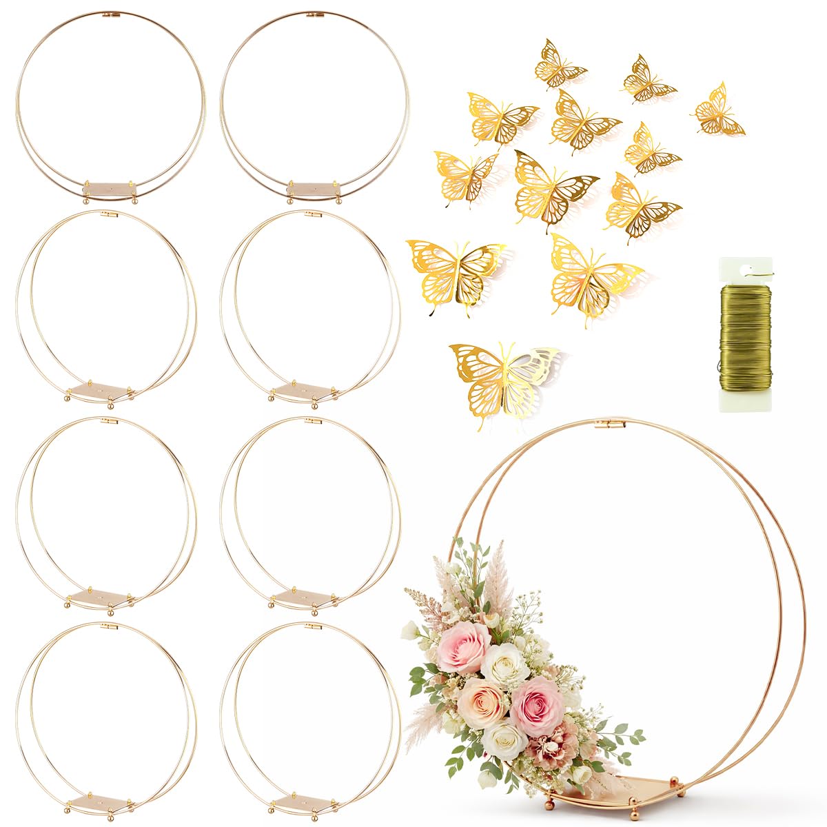Photo 1 of MJRASG 14" Metal Floral Hoop Centerpieces with Stand (8 Pack)