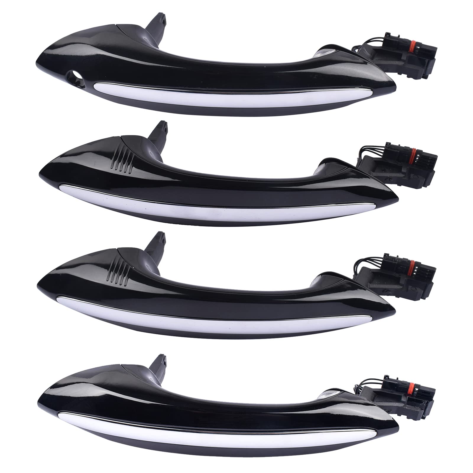 Lot de 4 poignées de porte avant et arrière noires 51217231931/2/3/4 compatibles avec 5' F07 F10 F11, 6' F06 F12 F13, 7' F01 F02 F03 F04