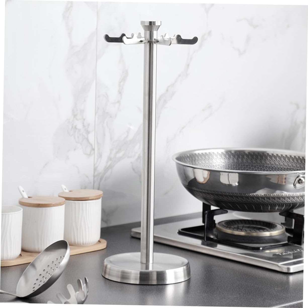 1pc Spoon Organizer Rack Kitchen Supplies Shovel Hook Practical Cooking Utensil Holder for Countertop Storage