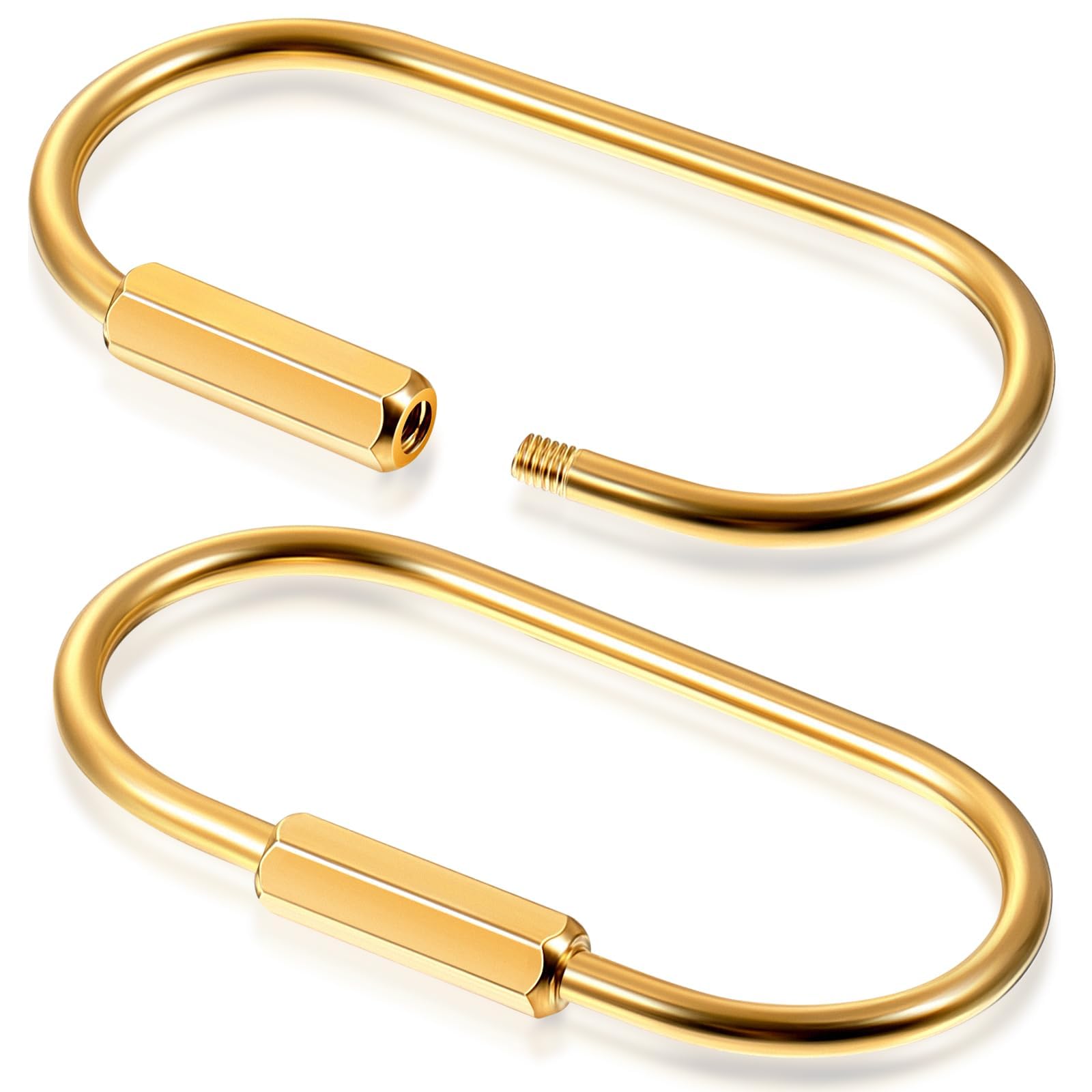 Brass Key Ring Gold Screw Lock Clip Key Ring Chain Durable Simple Brass Keychain Holder（ 1 Pack）