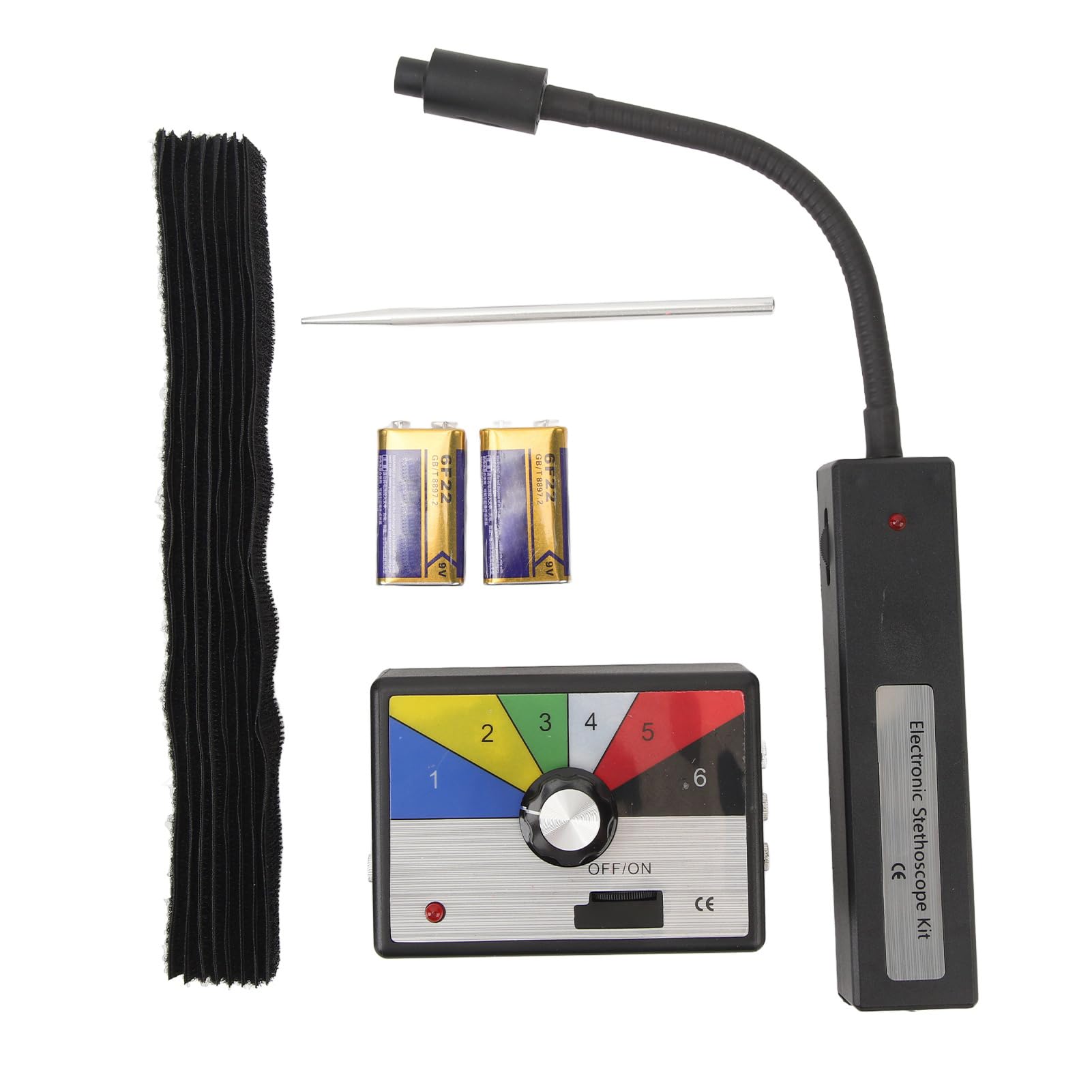 Kit de Estetoscopio Electrónico, Herramienta Mecánica de Alcance de Diagnóstico de Ruido del Motor Preciso Antiinterferencias de Alta Sensibilidad de 6 Canales