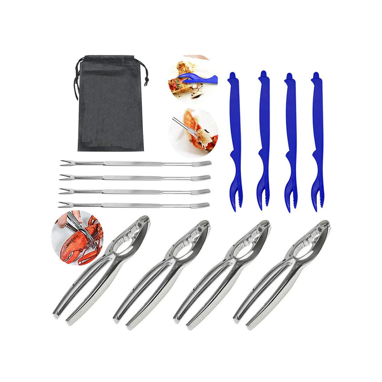 alloneslife Professional Seafood Tool Set for Easy Crabs Lobster and Shellfish Preparation Crackers with Ergonomic Comfort Handle Crabs Crackers
